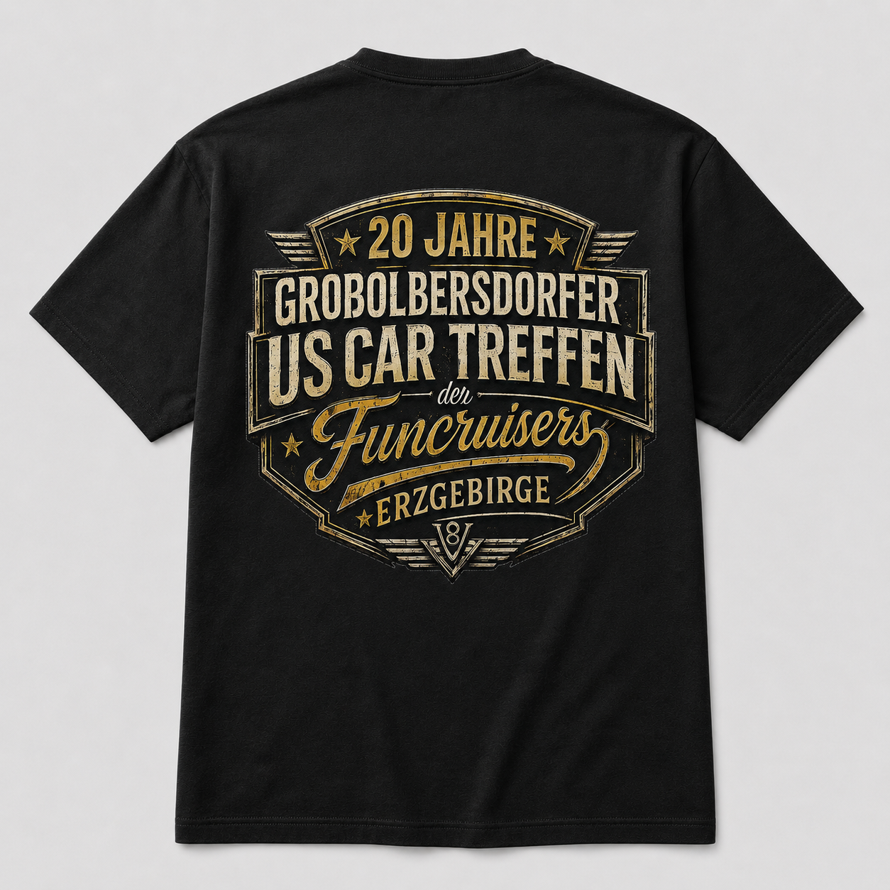 20. US-Car Treffen Großolbersdorf T-Shirt Schwarz Rückenansicht