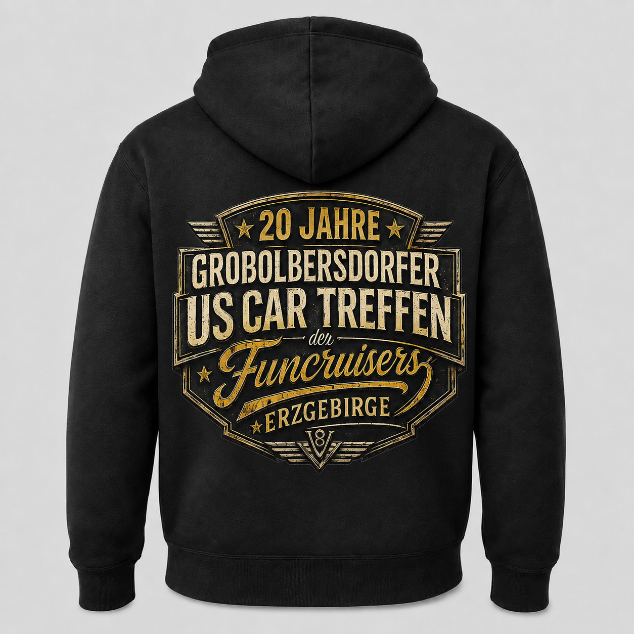 20. US-Car Treffen Großolbersdorf Hoodie Schwarz Rückenansicht